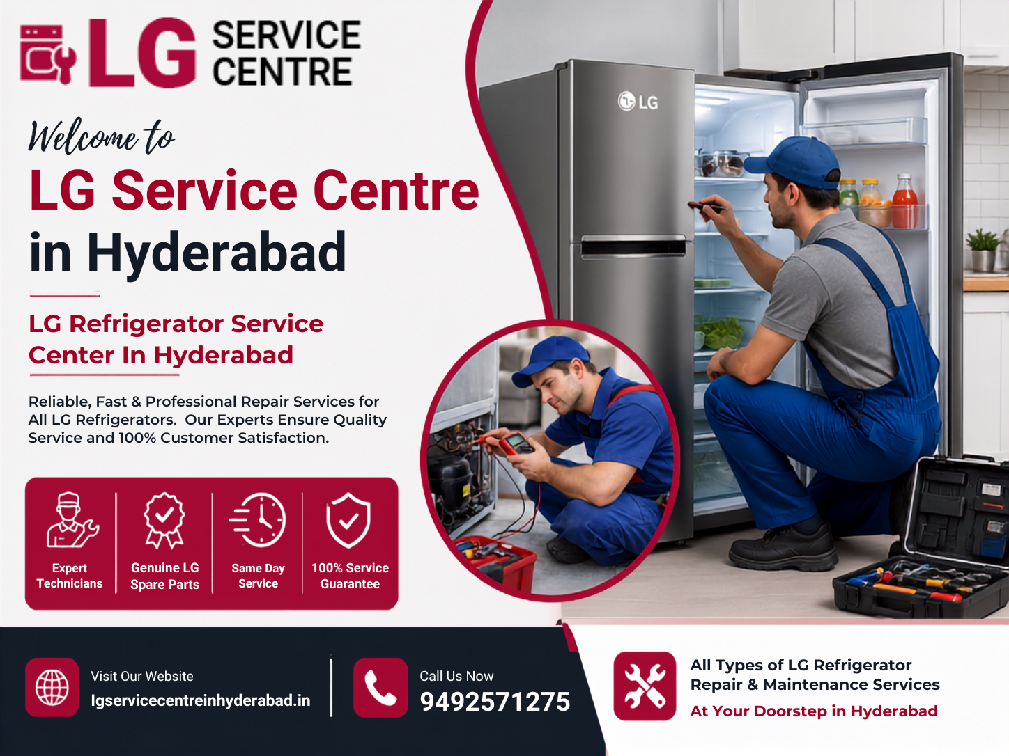 LG Refrigerator Service Center In Hyderabad with experienced technicians.